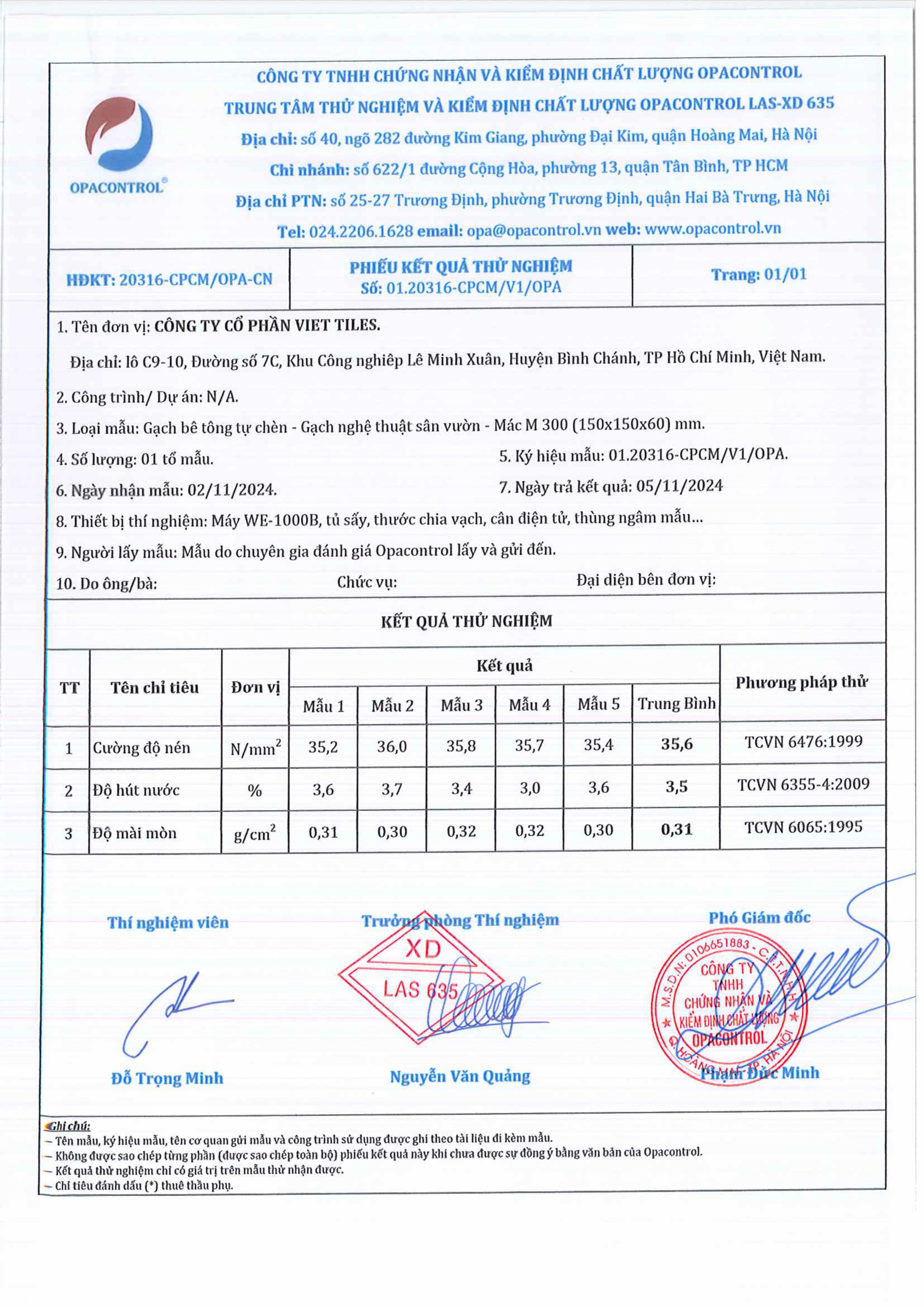 F24.HL.14-TEST REPORRT-  GẠCH NGHỆ THUẬT SÂN VƯỜN 150x150x60mm, 200x100x60mm